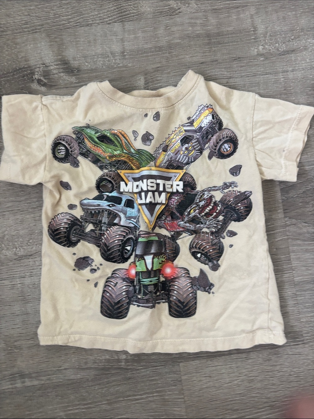 Monster Jam Kids Beige Graphic Tee with Monster Truck Art